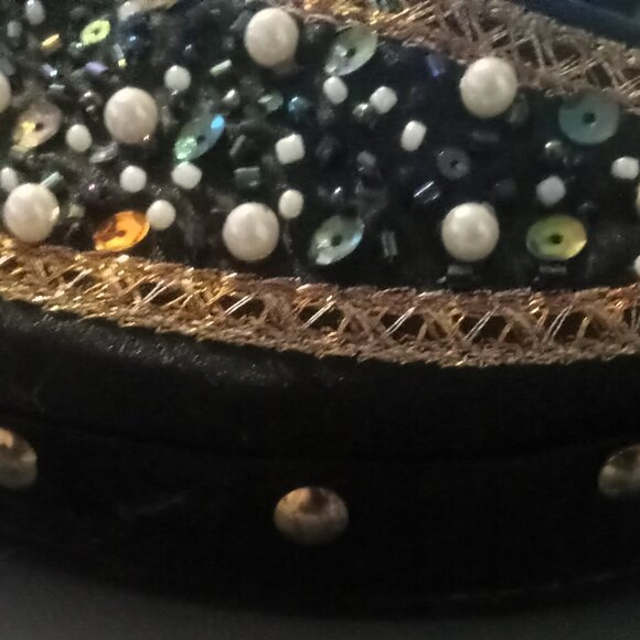 MPS Black Satin Sequin / Beaded Mule Style Heels - Women's Size 10 - Gorgeous! - Picture 6 of 7